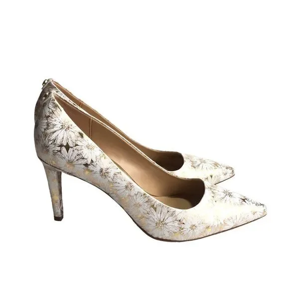 🆕Michael Kors Flex Dorothy Classic White Gold Mid Heel Pumps - Picture 5 of 9